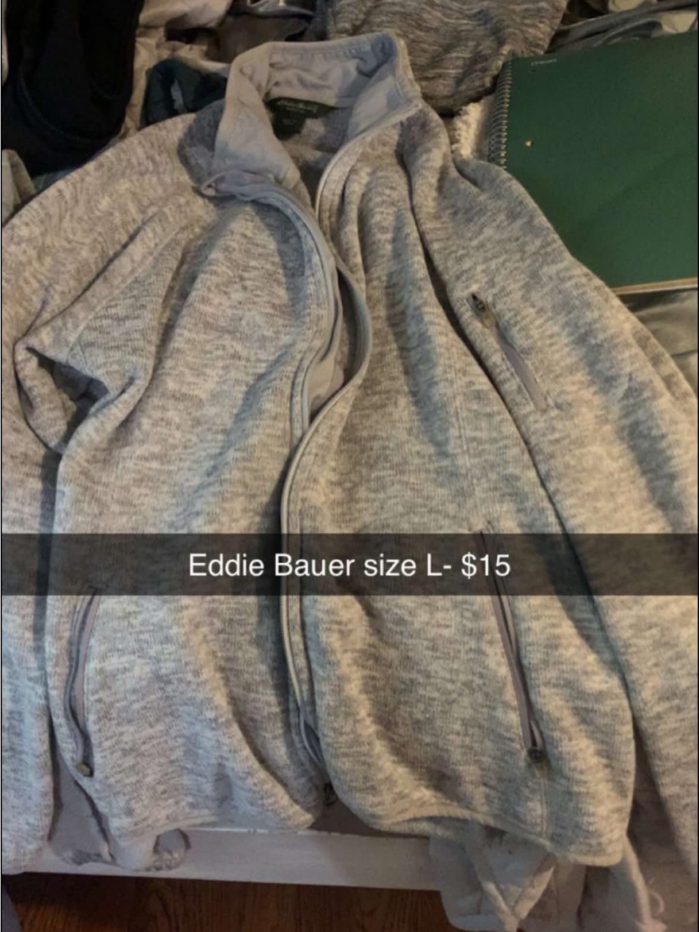 Eddie Bauer Light Heather Gray Full-Zip Sweater Jacket
